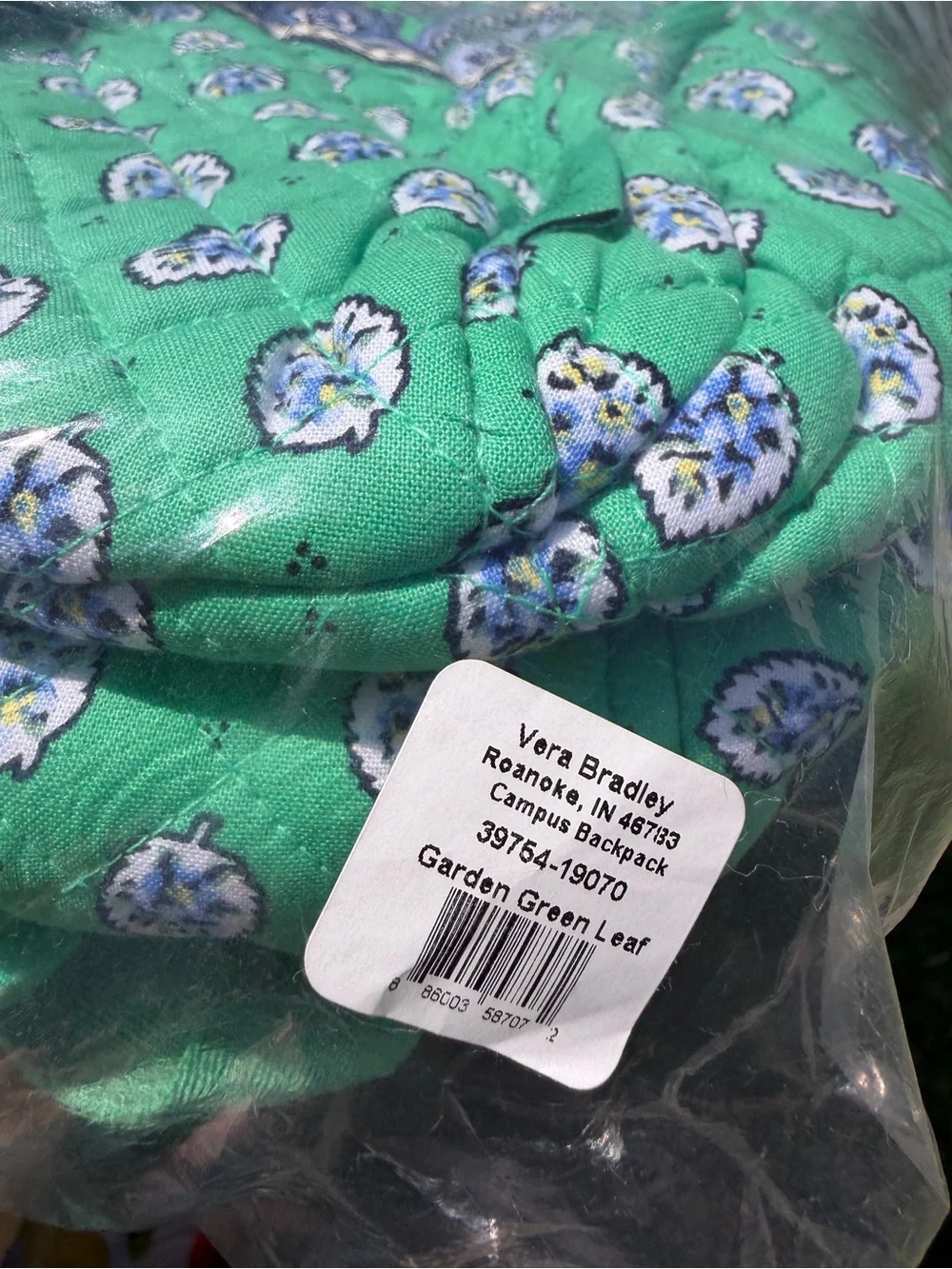 Vera Bradley Campus Backpack Garden Green Leaf NWT